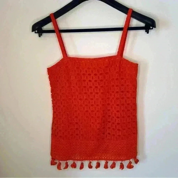 Trina Turk Tassel Trim Tank Orange - Picture 1 of 6